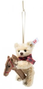 STEIFF Teddy Bear on Hobby Horse Ornament