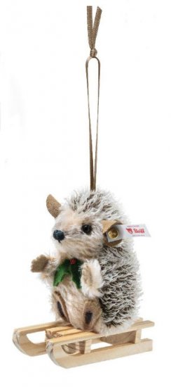 STEIFF Sledding Hedgehog Ornament - Click Image to Close