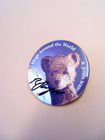 R. John Wright Hugs Bear Button - Click Image to Close