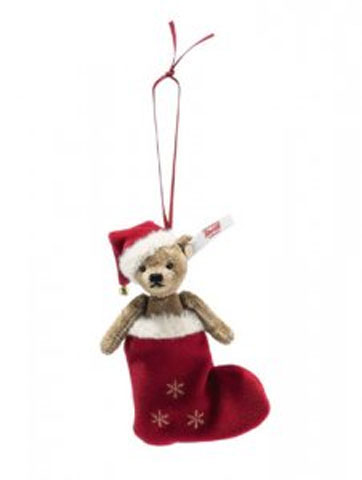 STEIFF Teddy Bear in Stocking Ornament - Click Image to Close