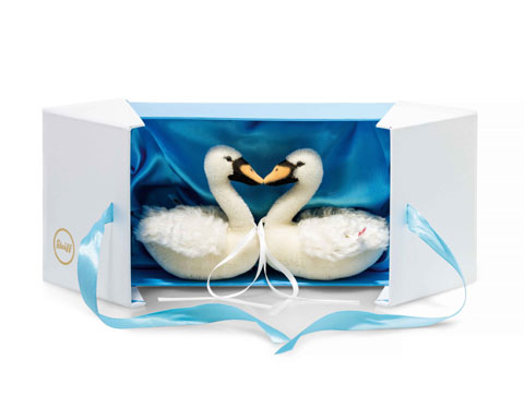 STEIFF Wedding Swan Set White - Click Image to Close