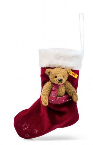 STEIFF Teddy Bear in Christmas Stocking - Click Image to Close