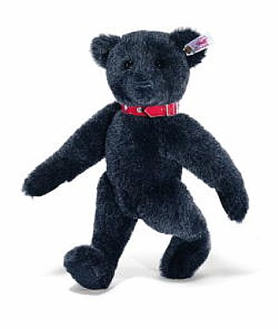 STEIFF Black Bear with Elephant Logo Button Collar - Click Image to Close